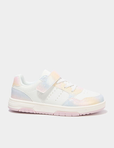 Tennis basses &agrave; scratchs bout renforc&eacute; multicolore fille