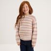 Pull col rond droit manches longues multicolore fille