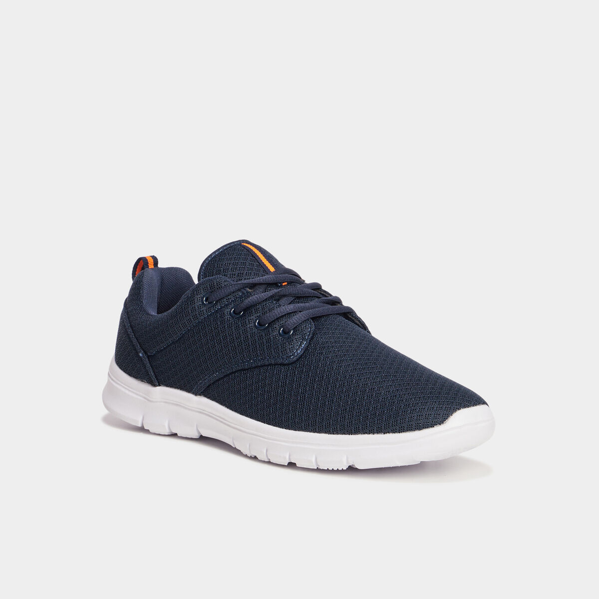 Baskets plates running crant&eacute;es bleu marine homme