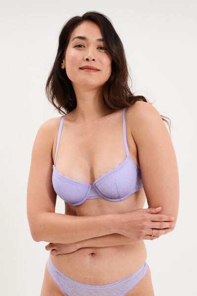 Soutien-gorge corbeille padd&eacute; dentelle parme femme