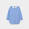 Chemise droite manches longues coton bleu femme