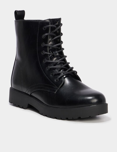 Boots à lacets talons 2 cm noir femme