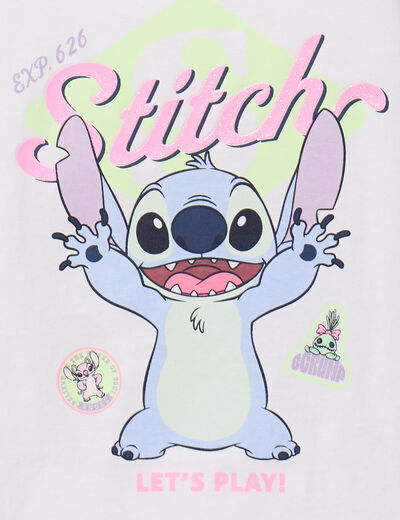 T-shirt manches courtes coton Stitch blanc fille