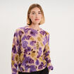 Pull col rond manches longues relax beige femme
