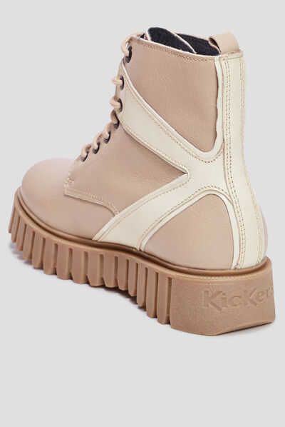 Bottines en cuir Kickers Kickfab sable femme