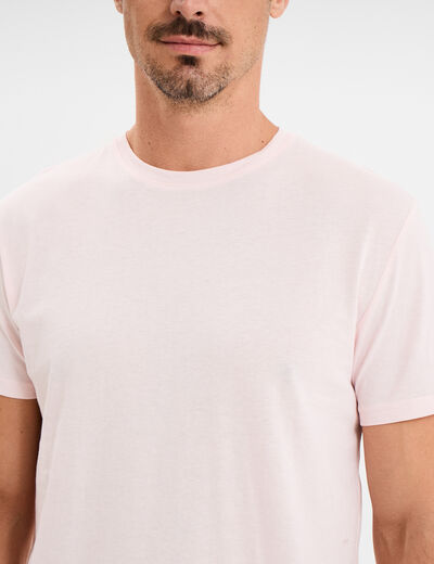 T-shirt droit en coton manches courtes rose clair homme