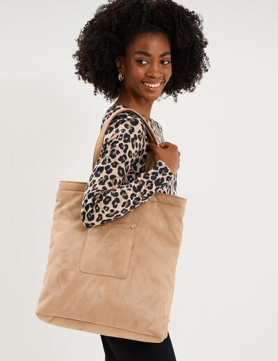 Sac tote bag zipp&eacute; sable femme