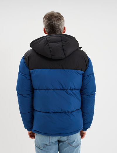 Doudoune d&eacute;perlante &agrave; capuche amovible bleu marine homme
