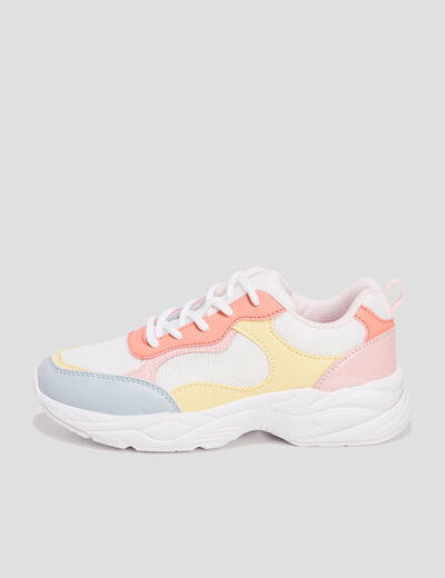 Baskets running à lacets Liberto jaune pastel fille