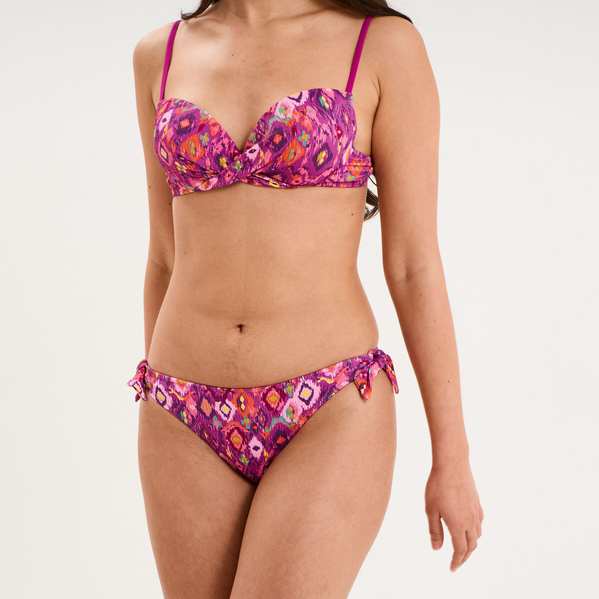 Bas de maillot de bain noeuds violet femme