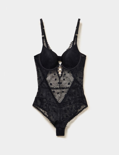 Body padd&eacute; avec dentelle noir femme