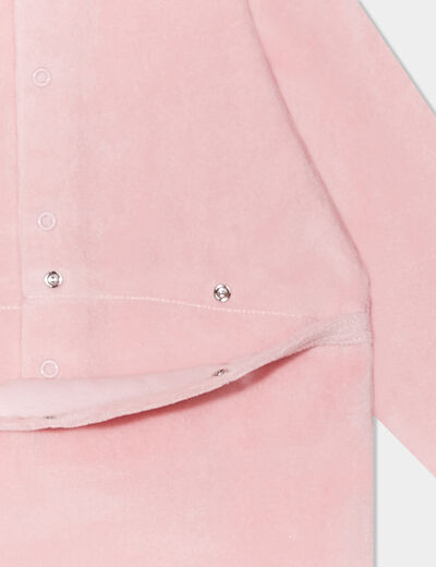Pyjama dors-bien effet velours vieux rose bébé fille