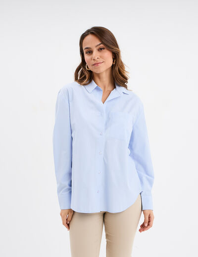 Chemise oversize manches longues bleu ciel femme