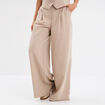 Pantalon large avec pinces beige femme