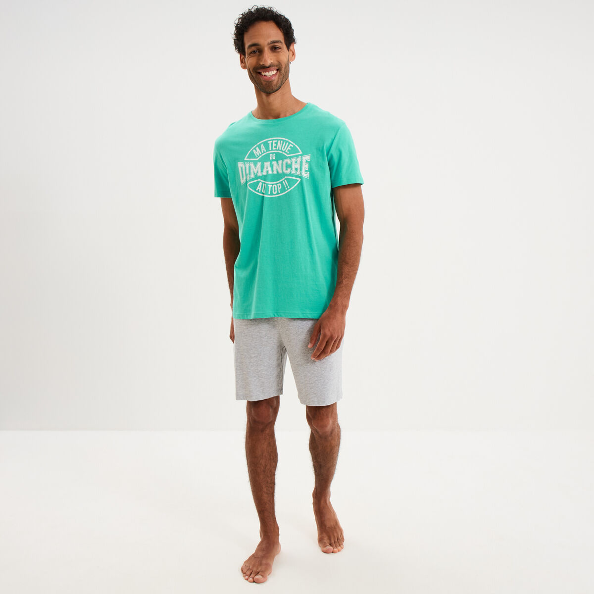 Ensemble pyjama avec short et t-shirt vert menthe homme
