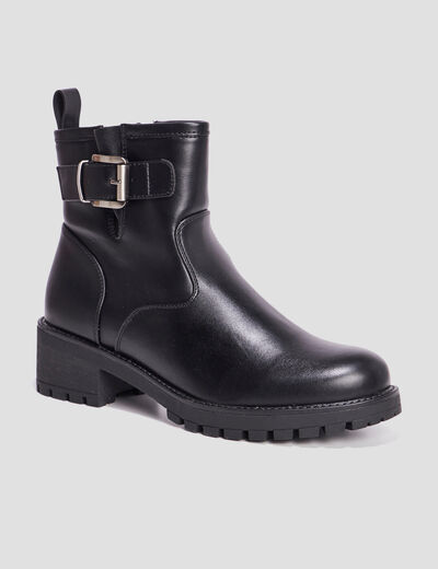Bottines ranger avec boucles noir femme
