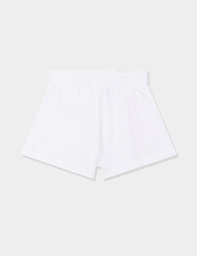 Short fluide taille smockée blanc bébé fille