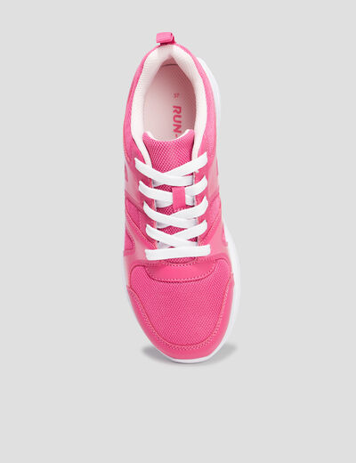 Baskets running à lacets rose fille