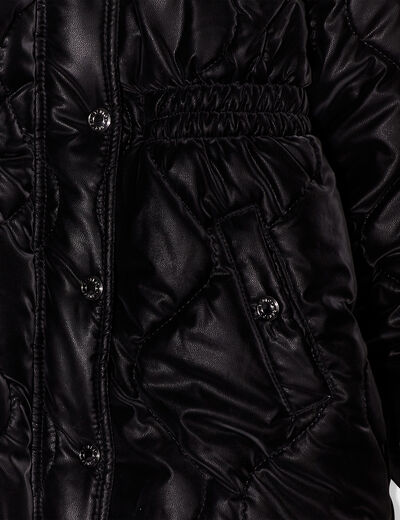 Parka &agrave; capuche fausse fourrure noir fille