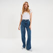 Jean large taille haute coton denim stone femme