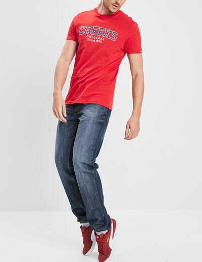 T-shirt manches courtes coton Creeks rouge homme