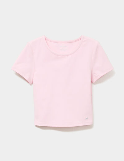 T-shirt de sport court ajust&eacute; rose clair femme
