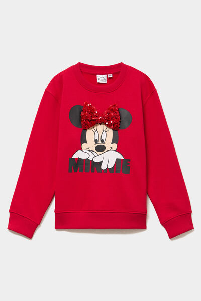 Sweat noeud &agrave; sequins Minnie rouge fille