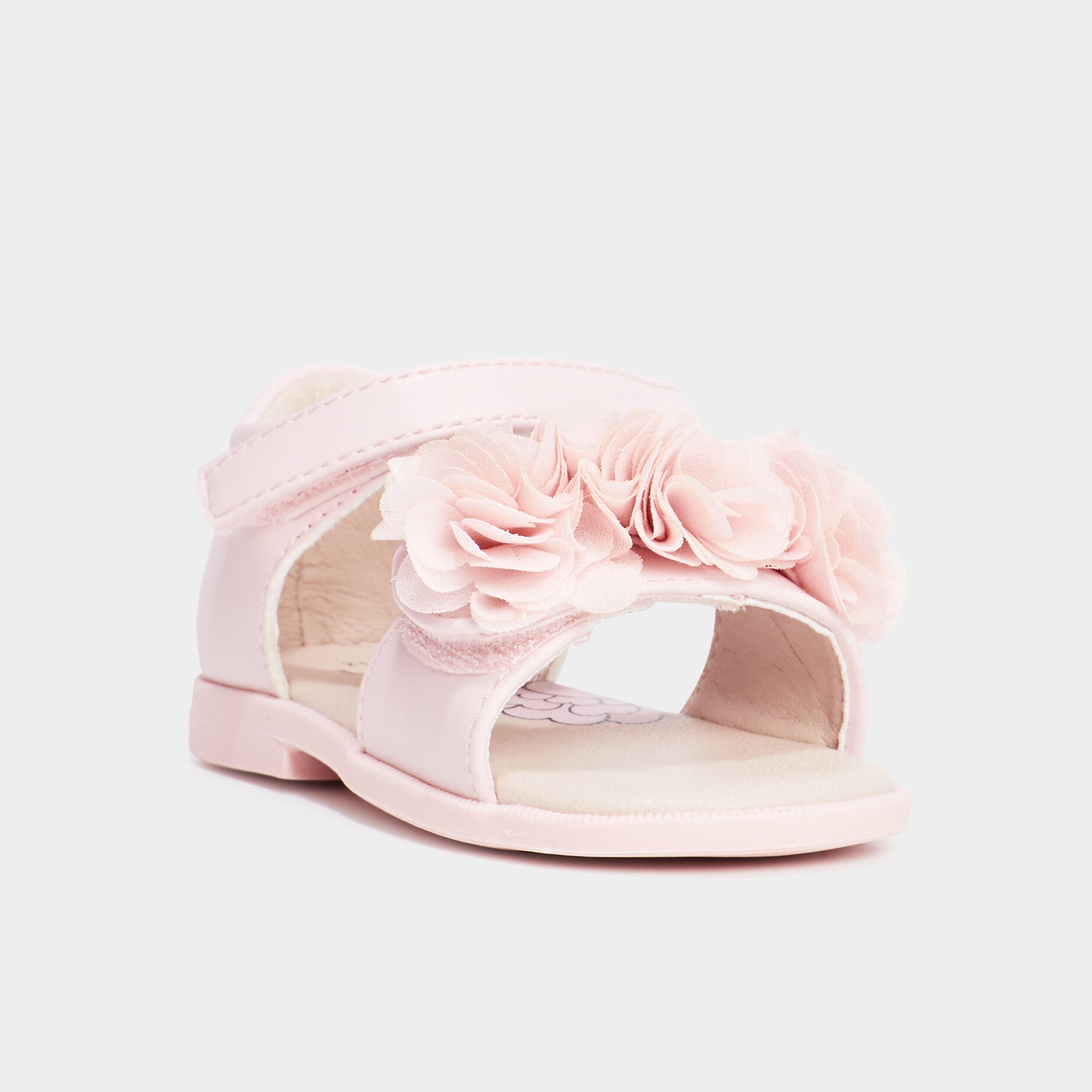 Sandales à scratchs et froufrou rose bébé fille LH