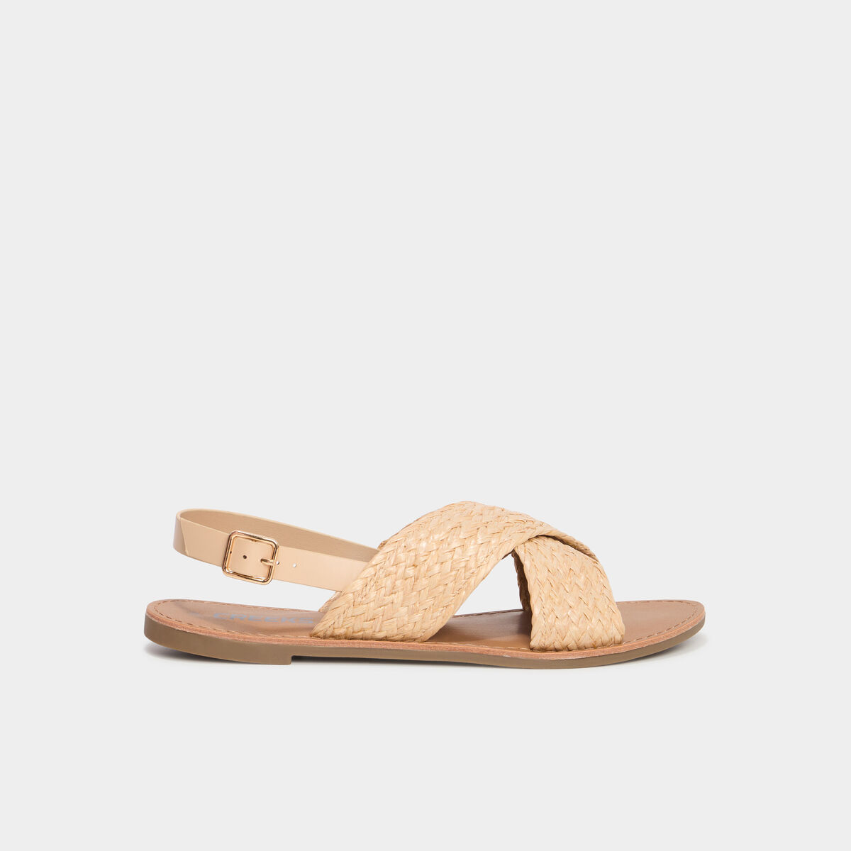 Sandales brides tressées croisées sable femme