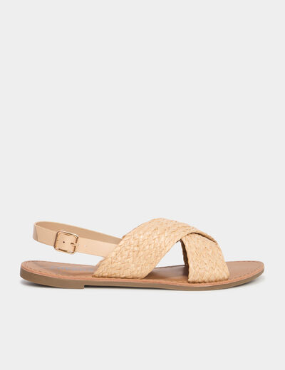 Sandales brides tressées croisées sable femme