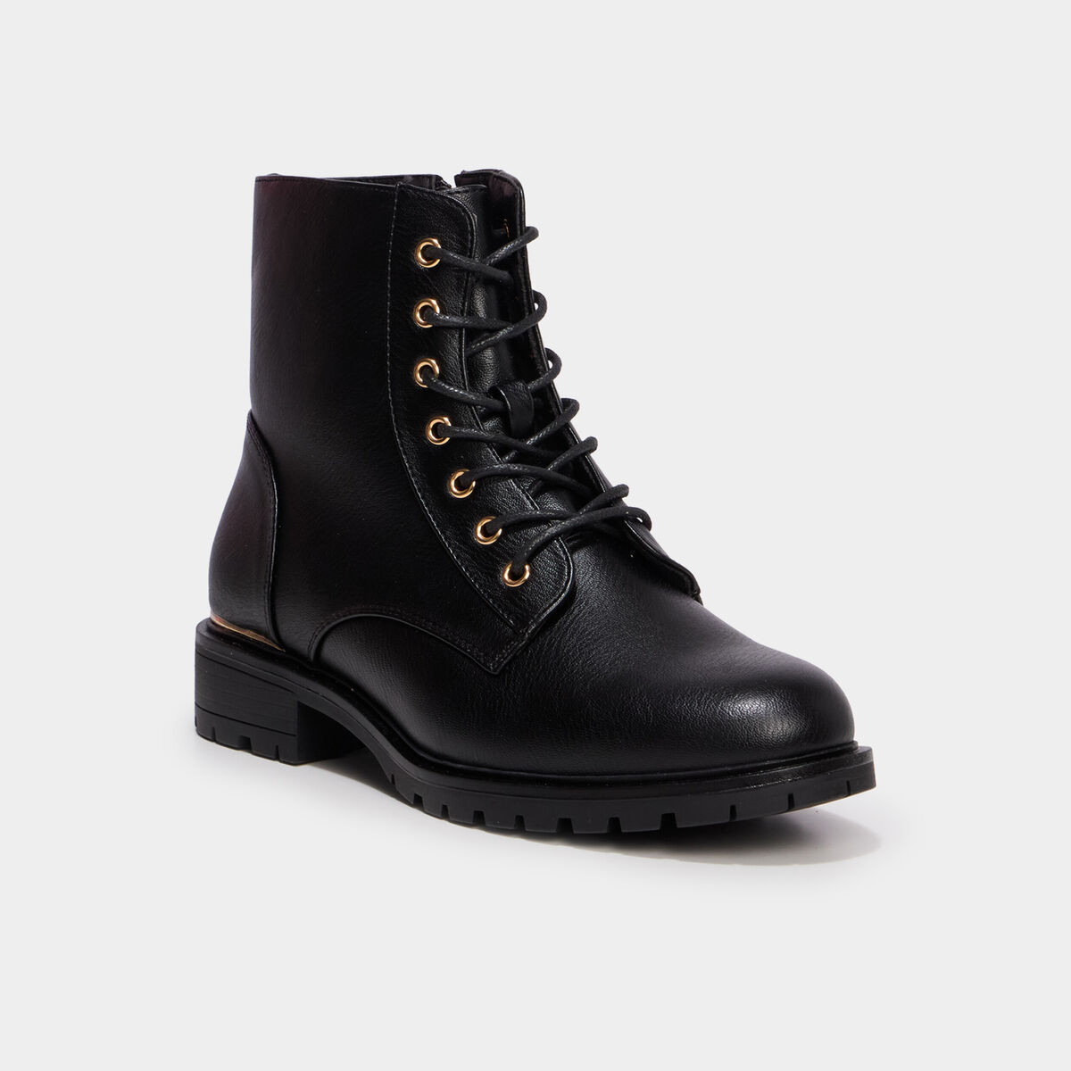 Boots zipp&eacute;es &agrave; lacets noir femme