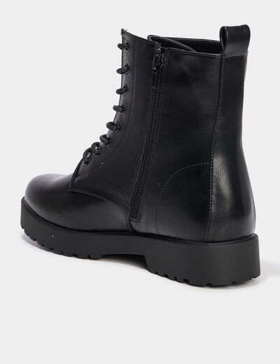Boots à lacets talons 2 cm noir femme