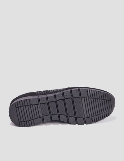 Baskets zippées en cuir pied large noir femme