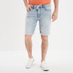 Bermuda droit &agrave; coulisse en jean denim bleach homme