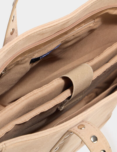 Sac cabas effet su&eacute;dine sable femme