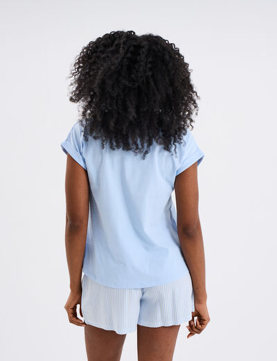 Ensemble pyjama short et t-shirt bleu femme