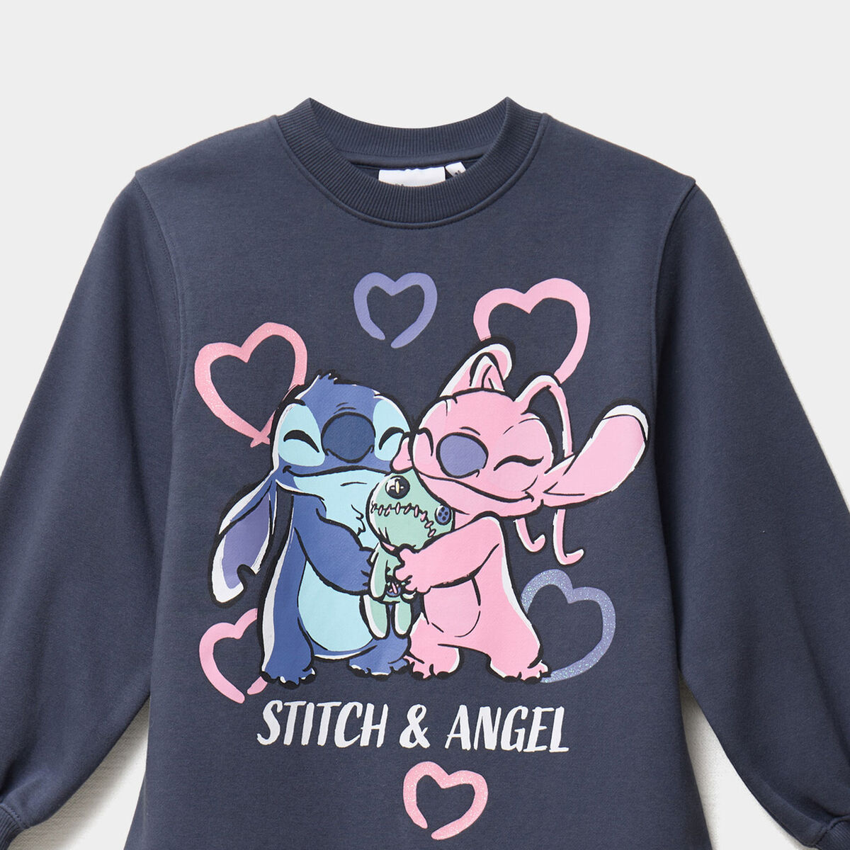 Robe &eacute;vas&eacute;e molletonn&eacute;e Stitch gris fonc&eacute; fille