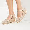 Sandales compensées en broderie anglaise blanc femme