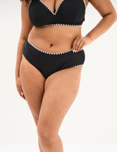 Bas de maillot de bain brod&eacute; noir femme grande taille