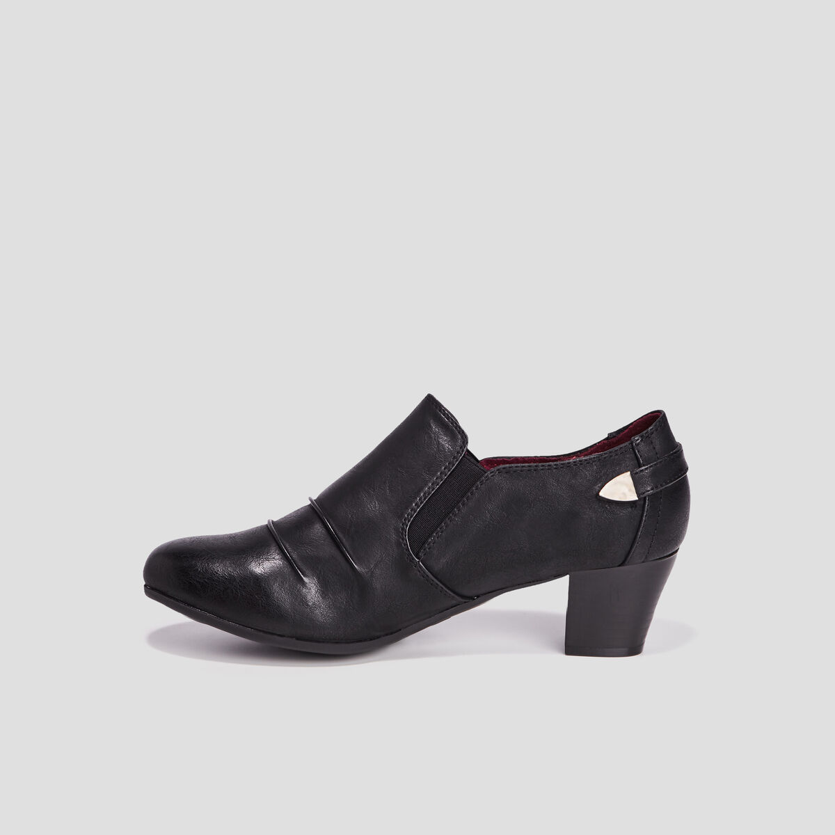 Low-boots confort &agrave; talons pied large noir femme