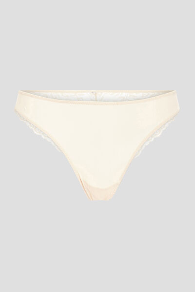 Tanga avec micro dentelle rose clair femme