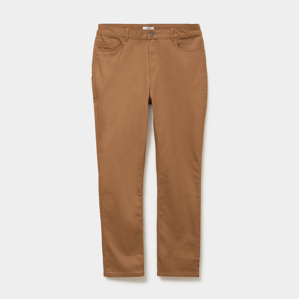 Pantalon droit taille haute extensible marron femme grande taille