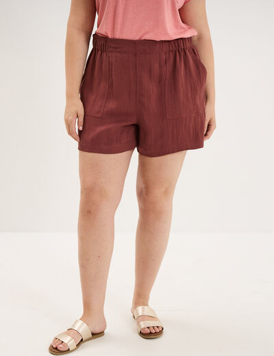 Short avec taille &eacute;lastiqu&eacute;e marron cognac femme grande taille