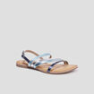 Sandales en cuir semelle plate bleu femme