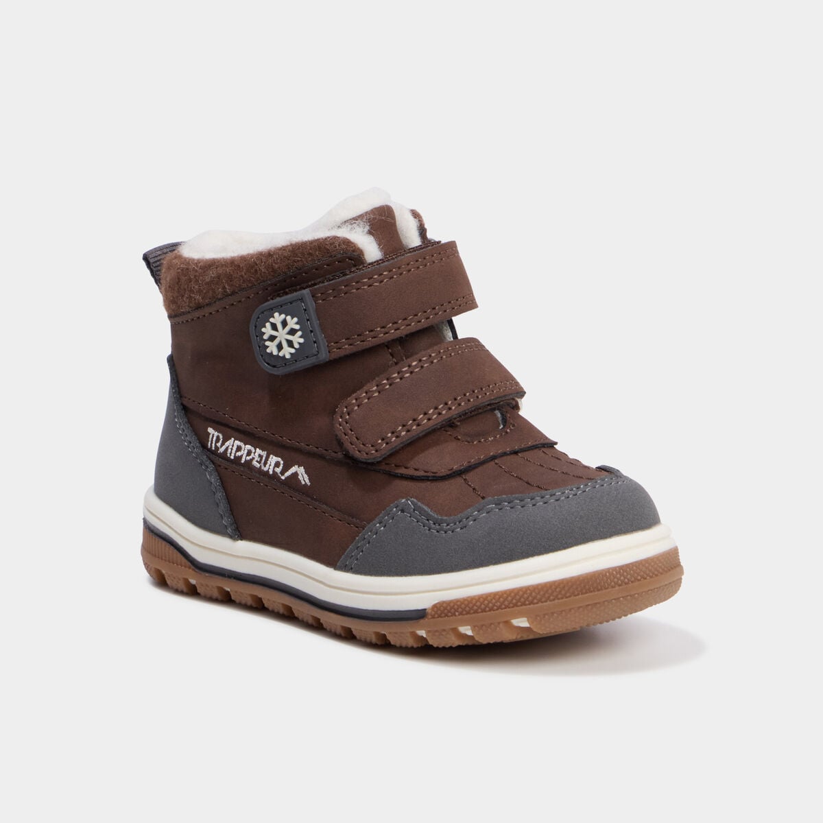 Bottines fourr&eacute;es bout rond Trappeur marron b&eacute;b&eacute; gar&ccedil;on