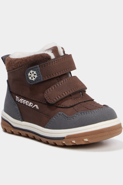 Bottines fourr&eacute;es bout rond Trappeur marron b&eacute;b&eacute; gar&ccedil;on