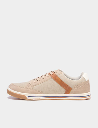 Tennis toile &agrave; lacets sable homme