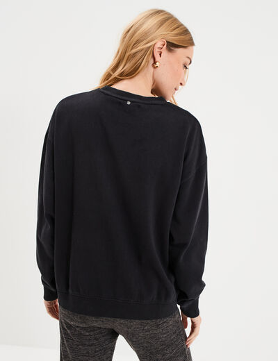 Sweat col rond manches longues noir femme