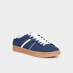 Tennis basses à lacets effet daim bleu marine homme
