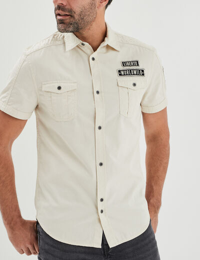 Chemise manches courtes Liberto ecru homme